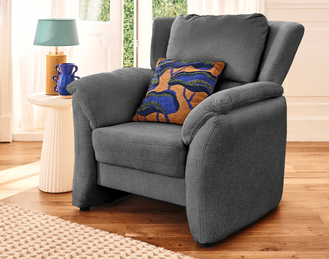 Fauteuil en tissu velours relief Bastille