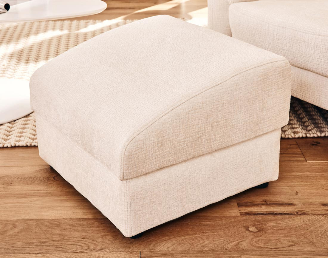Pouf en tissu velours relief Bastille