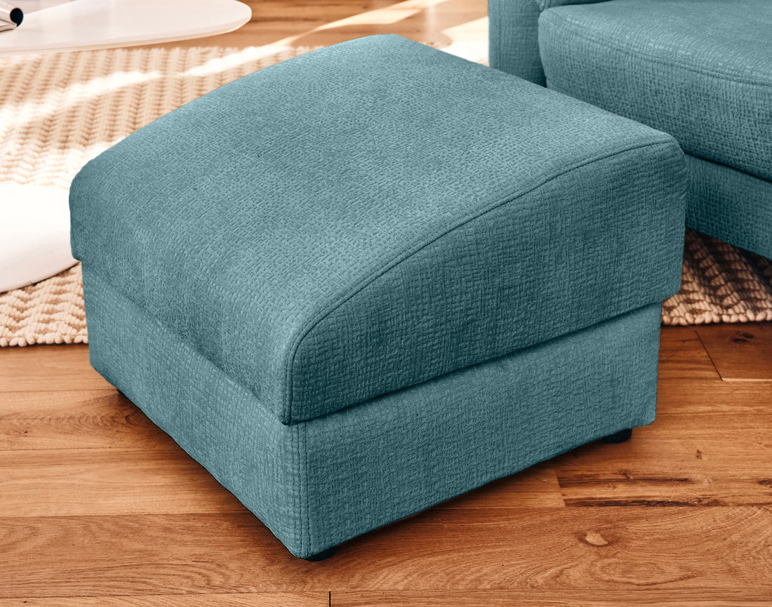 Pouf en tissu velours relief Bastille