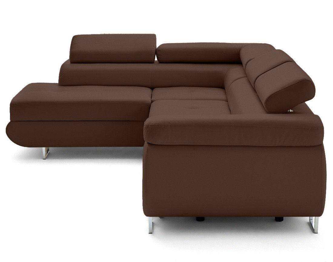 Canapé d'angle gauche 5 places convertible avec coffre et têtières en simili Zaria