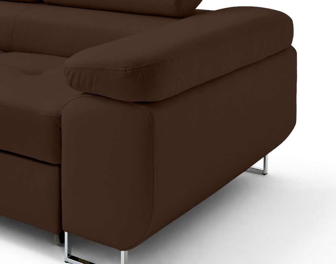 Canapé d'angle gauche 5 places convertible avec coffre et têtières en simili Zaria