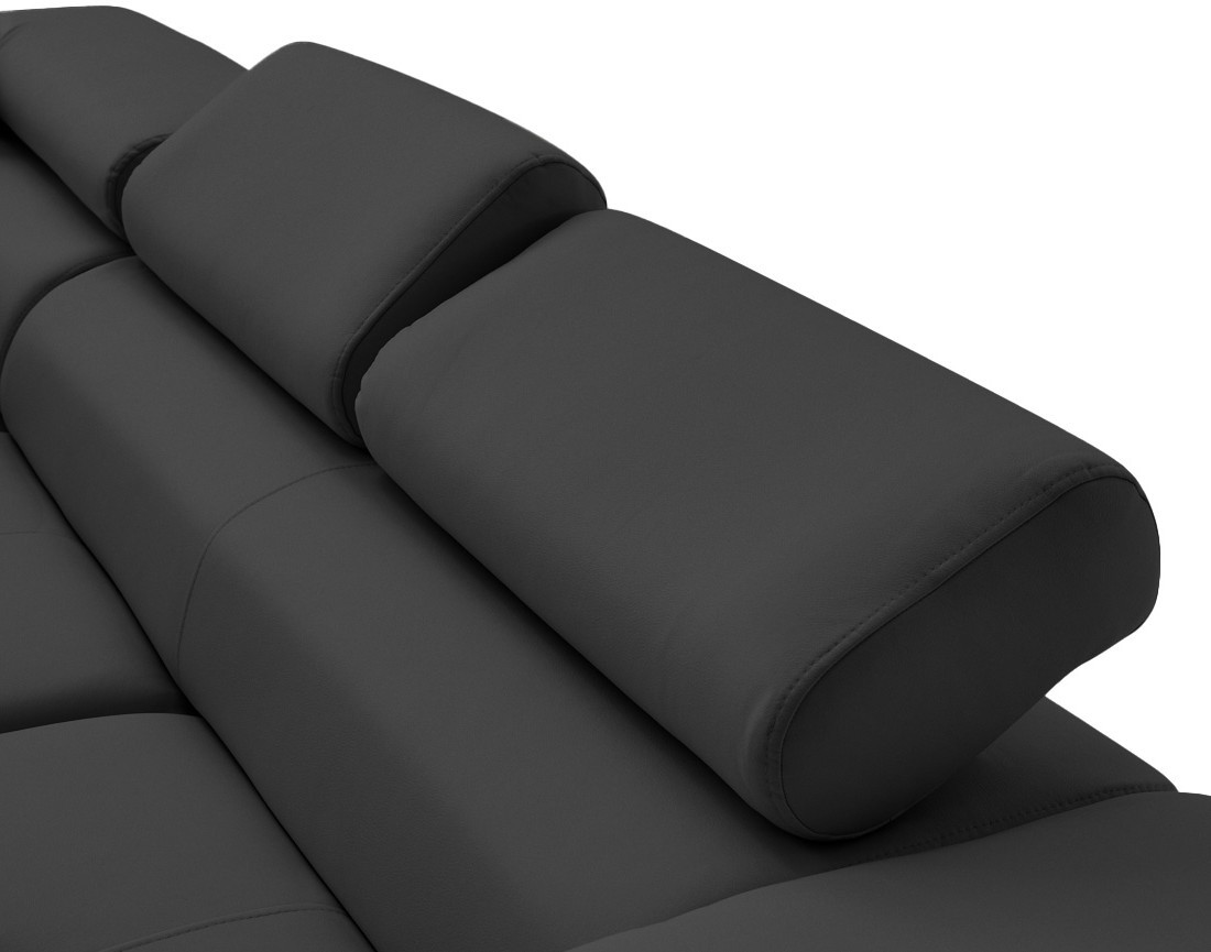 Canapé d'angle gauche 5 places convertible avec coffre et têtières en cuir vegan Zaria