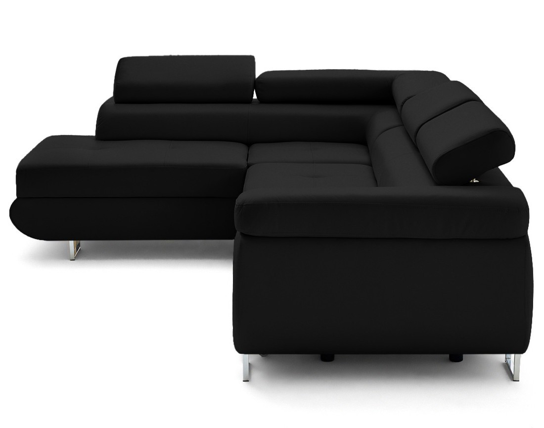 Canapé d'angle gauche 5 places convertible avec coffre et têtières en simili Zaria