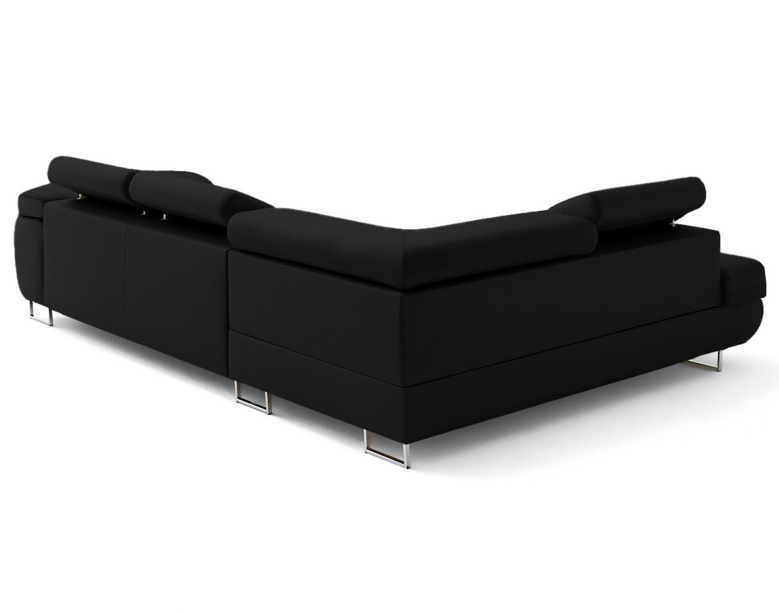 Canapé d'angle gauche 5 places convertible avec coffre et têtières en simili Zaria