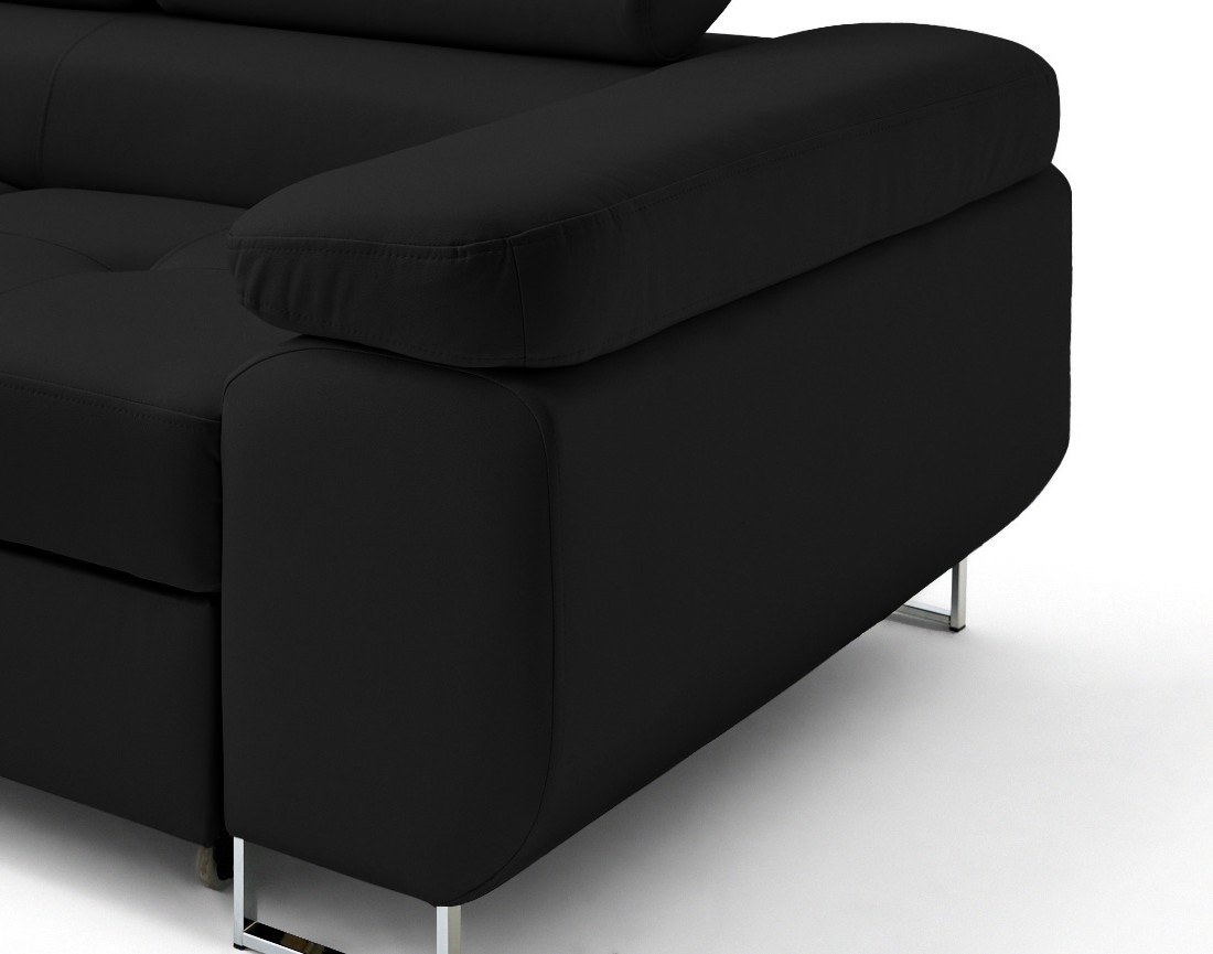 Canapé d'angle gauche 5 places convertible avec coffre et têtières en simili Zaria