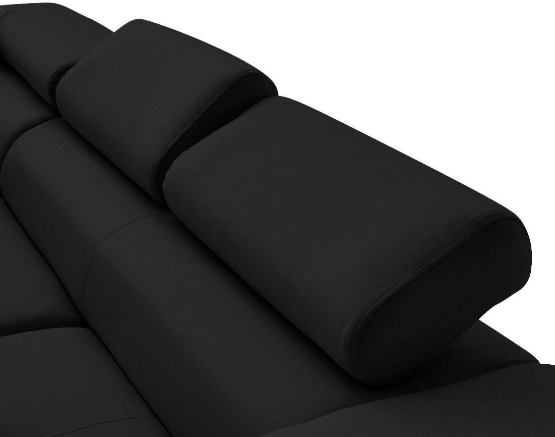 Canapé d'angle gauche 5 places convertible avec coffre et têtières en simili Zaria