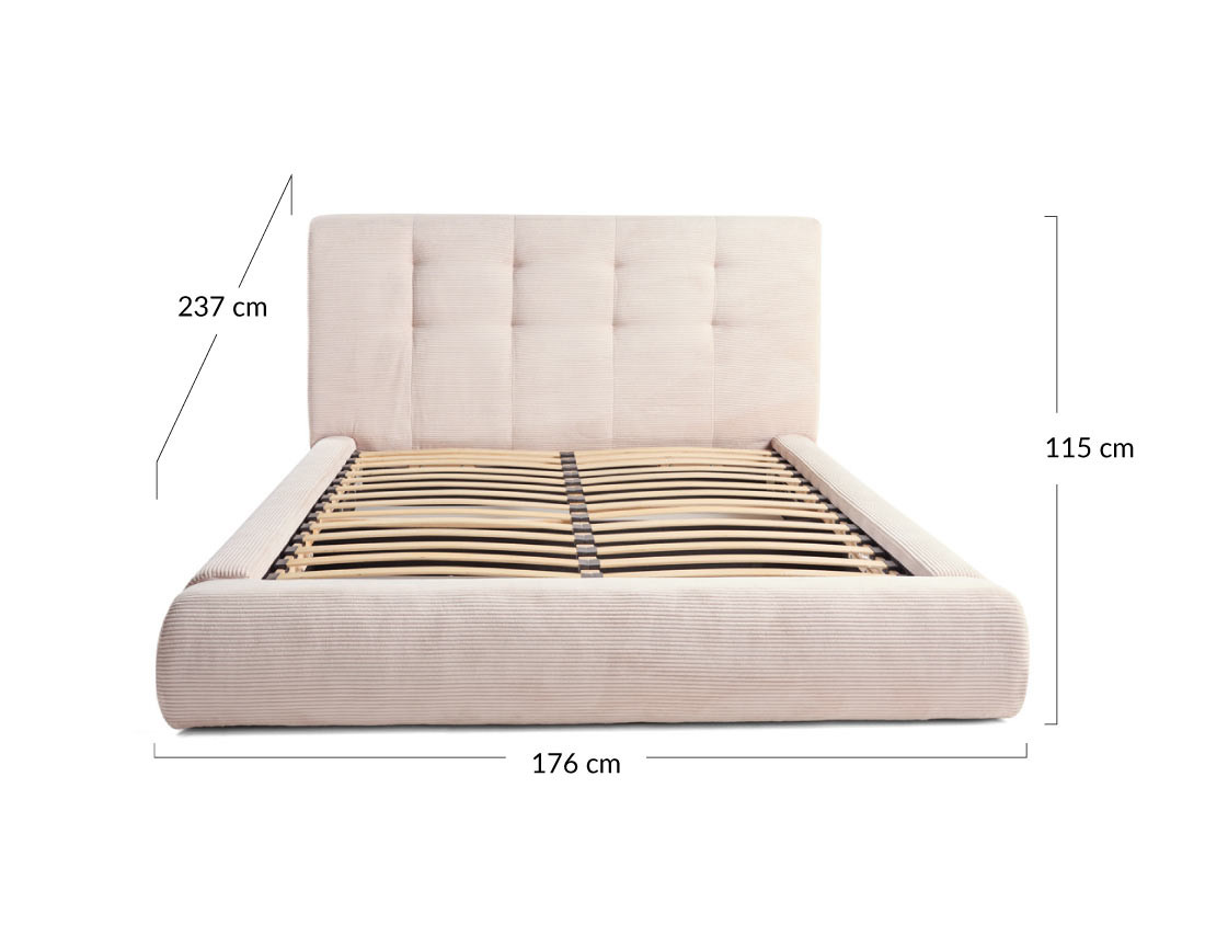 Lit coffre 140x190 cm en velours côtelé sommier inclus Onyx