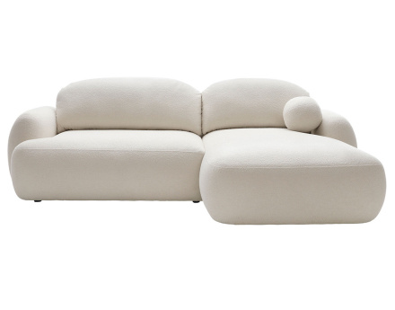 Canapé d'angle droit convertible avec coffre en tissu bouclette Berenice