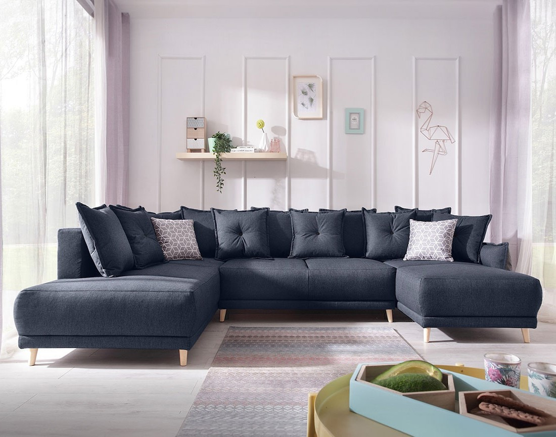 Lena - Canapé scandinave d'angle panoramique convertible gauche