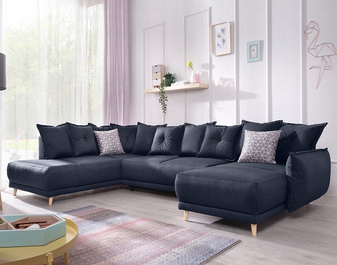 Lena - Canapé scandinave d'angle panoramique convertible gauche