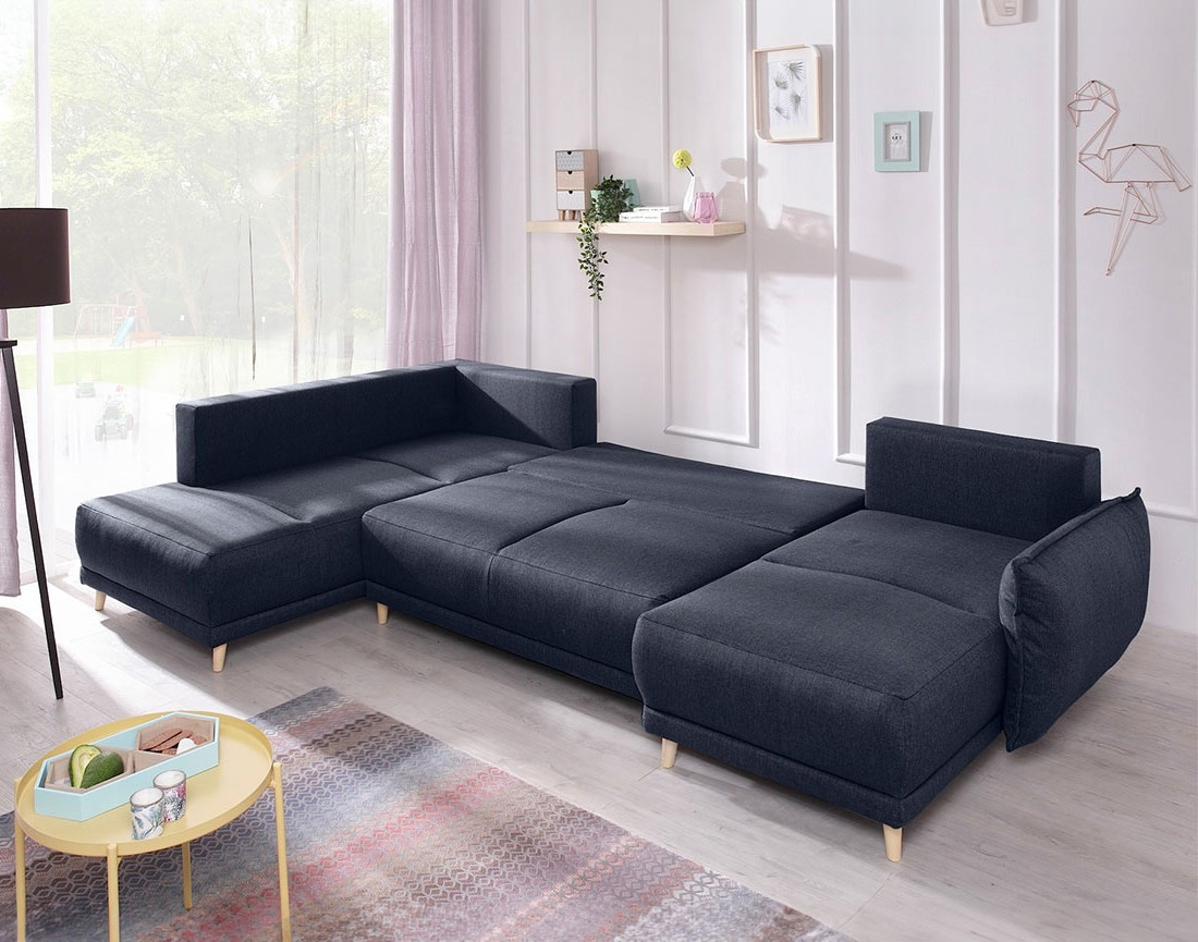 Lena - Canapé scandinave d'angle panoramique convertible gauche