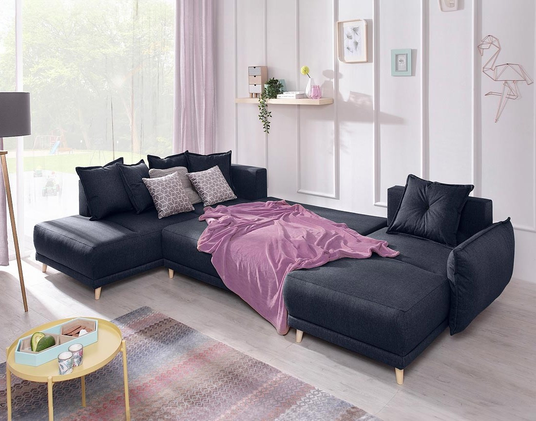 Lena - Canapé scandinave d'angle panoramique convertible gauche