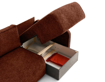 Canapé d'angle réversible 4 places convertible avec coffres en tissu moucheté Apolline