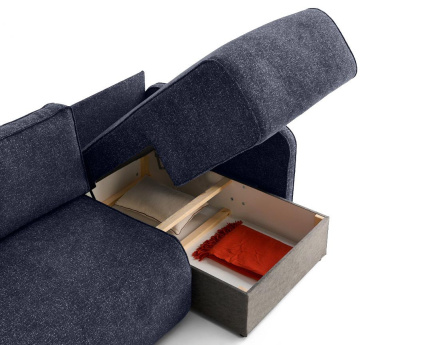 Canapé d'angle réversible 4 places convertible avec coffres en tissu moucheté Apolline