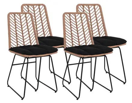 Lot de 4 chaises effet rotin bois et noir Forenza