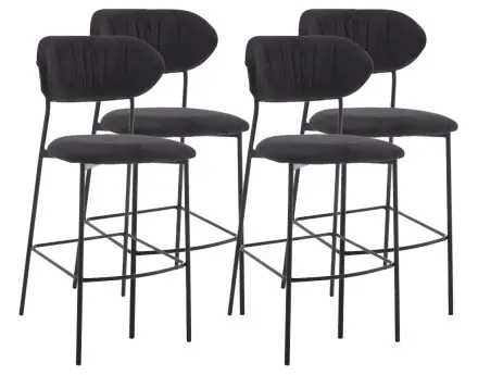 Lot de 4 tabourets en tissu gris anthracite Rosita