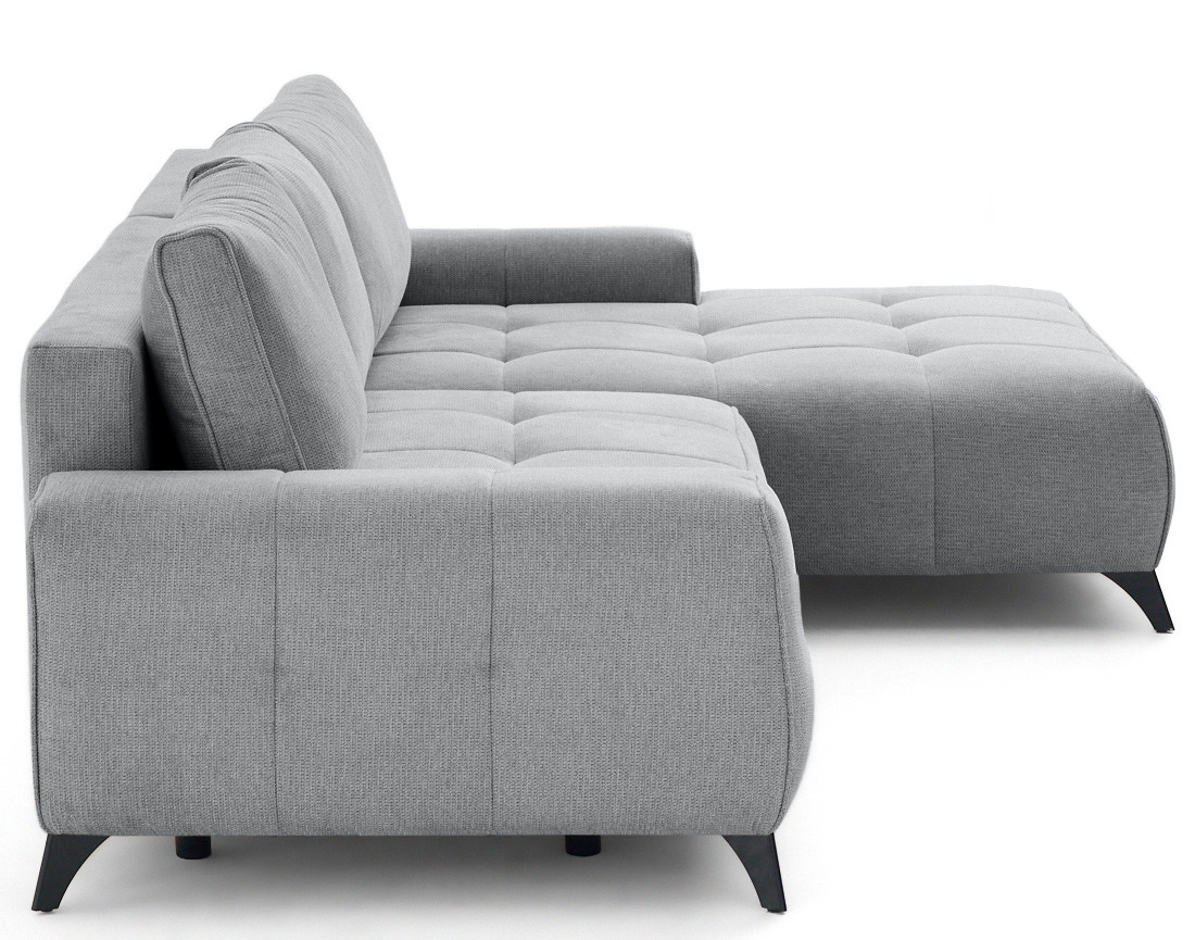 Canapé d'angle droit 4 places convertible avec coffre en tissu texturé Rimini