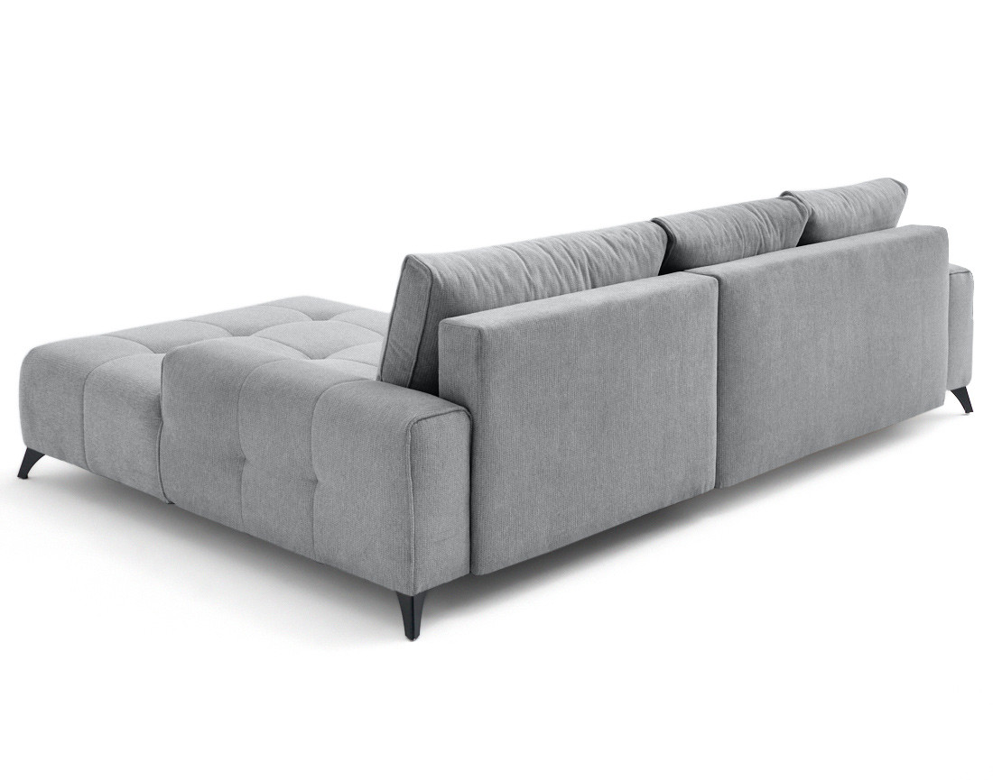 Canapé d'angle droit 4 places convertible avec coffre en tissu texturé Rimini