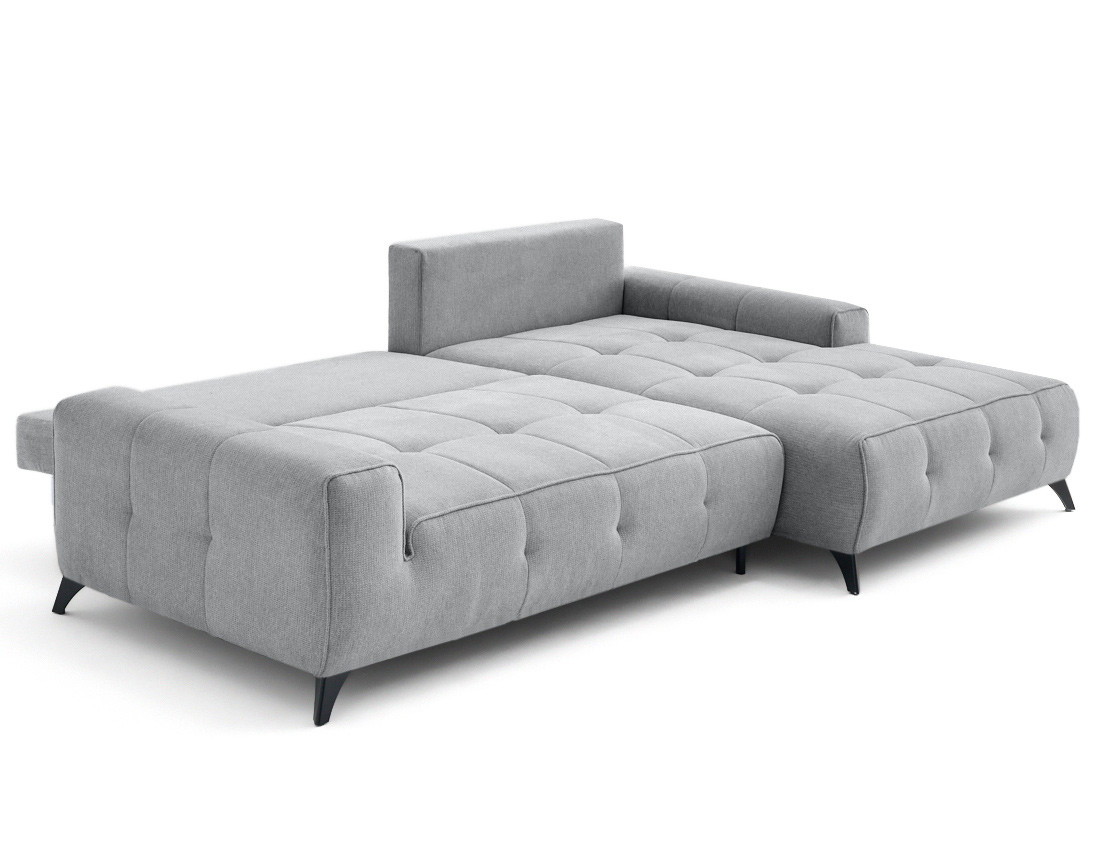 Canapé d'angle droit 4 places convertible avec coffre en tissu texturé Rimini