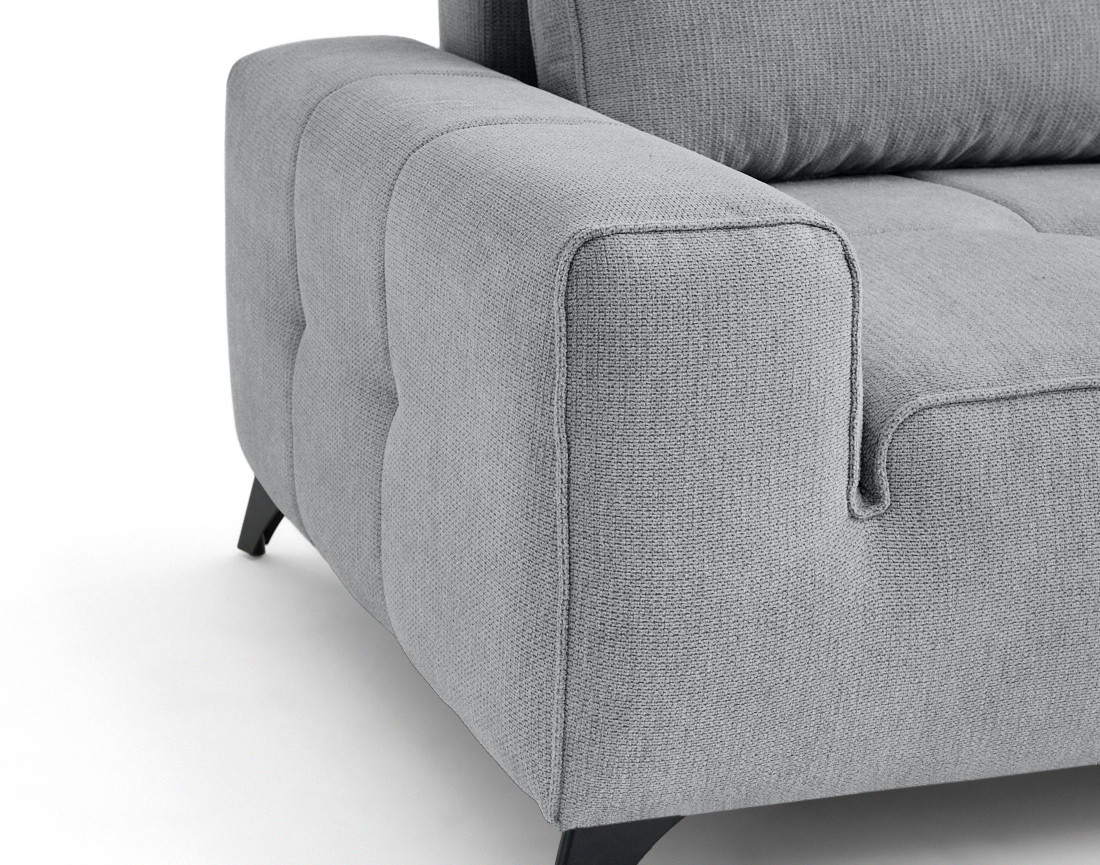 Canapé d'angle droit 4 places convertible avec coffre en tissu texturé Rimini