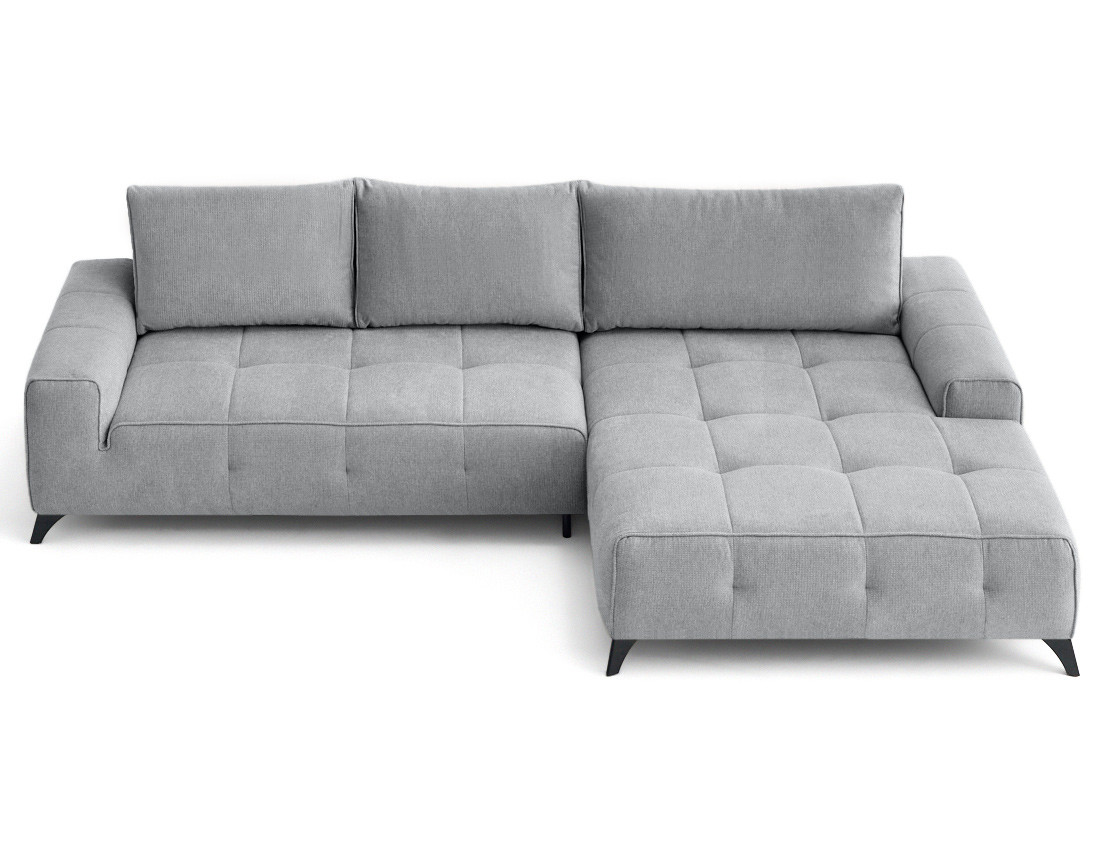 Canapé d'angle droit 4 places convertible avec coffre en tissu texturé Rimini