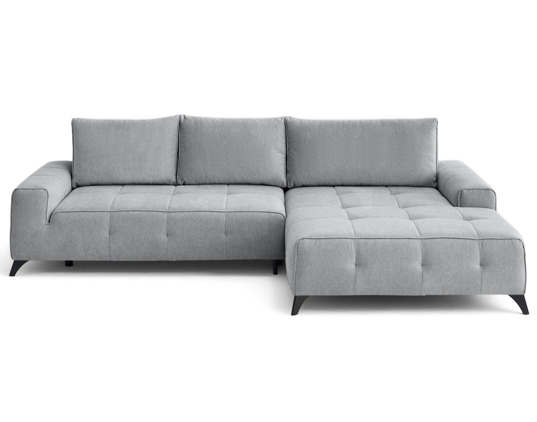 Canapé d'angle droit 4 places convertible avec coffre en tissu texturé Rimini