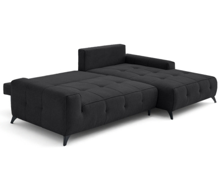 Canapé d'angle droit 4 places convertible avec coffre en tissu texturé Rimini