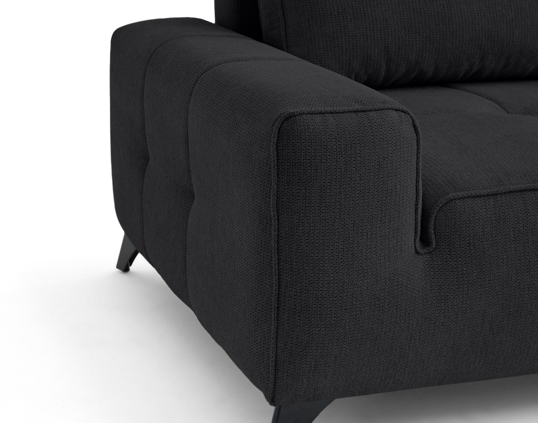 Canapé d'angle droit 4 places convertible avec coffre en tissu texturé Rimini