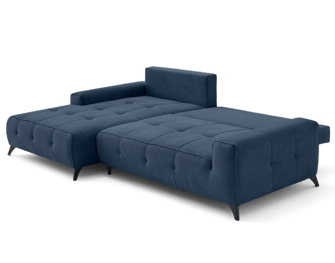 Canapé d'angle gauche 4 places convertible avec coffre en tissu texturé Rimini