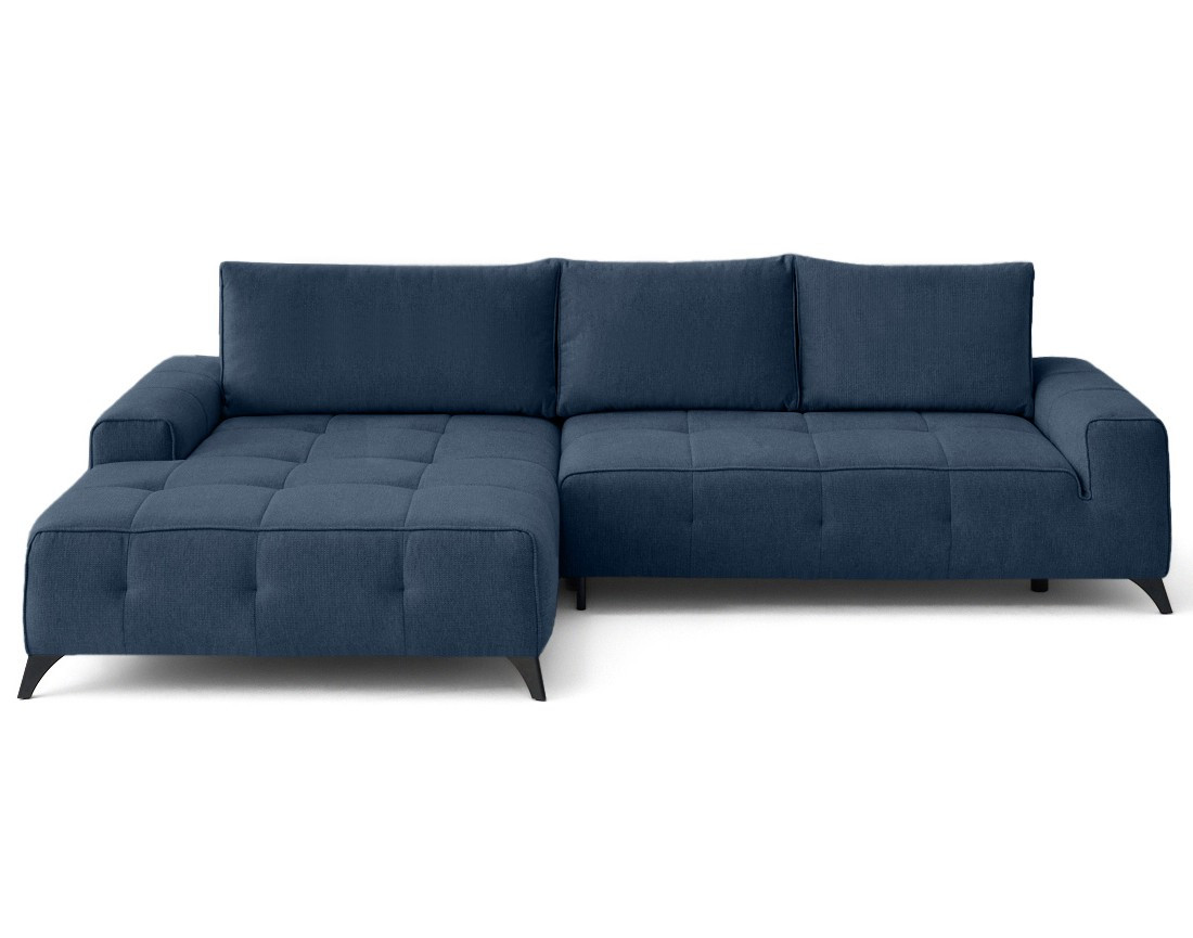 Canapé d'angle gauche 4 places convertible avec coffre en tissu texturé Rimini
