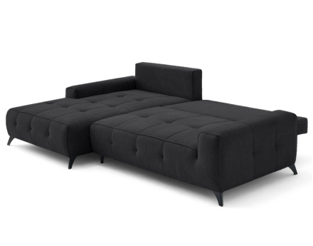 Canapé d'angle gauche 4 places convertible avec coffre en tissu texturé Rimini