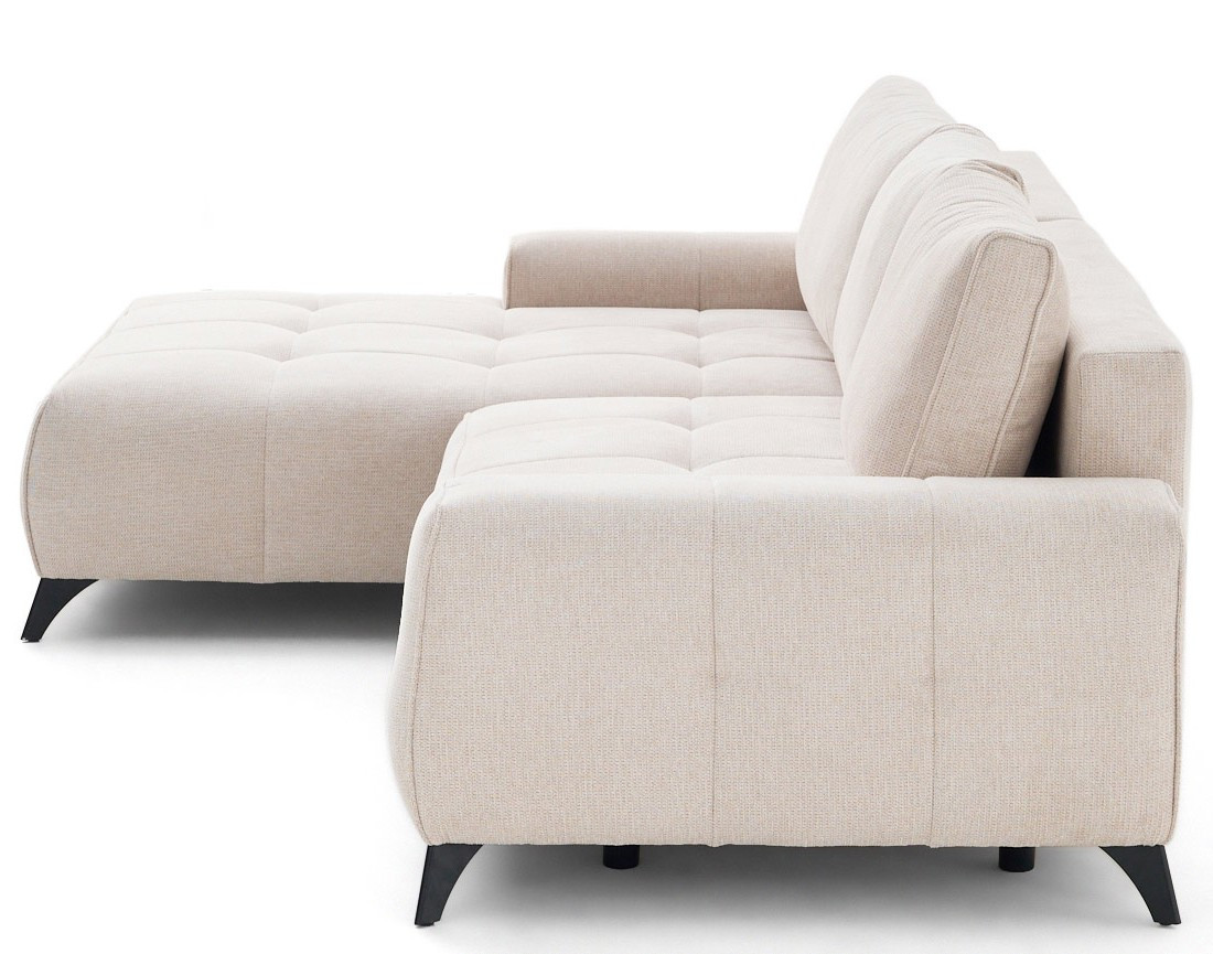 Canapé d'angle gauche 4 places convertible avec coffre en tissu texturé Rimini