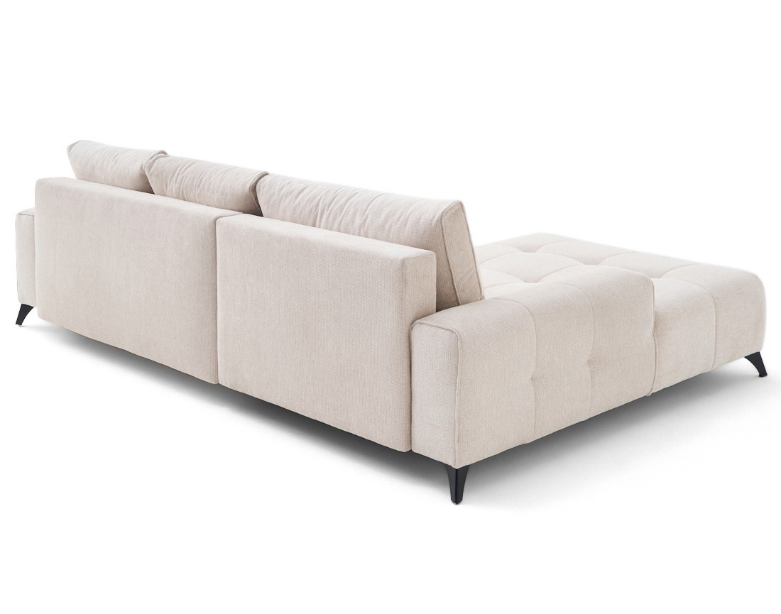 Canapé d'angle gauche 4 places convertible avec coffre en tissu texturé Rimini