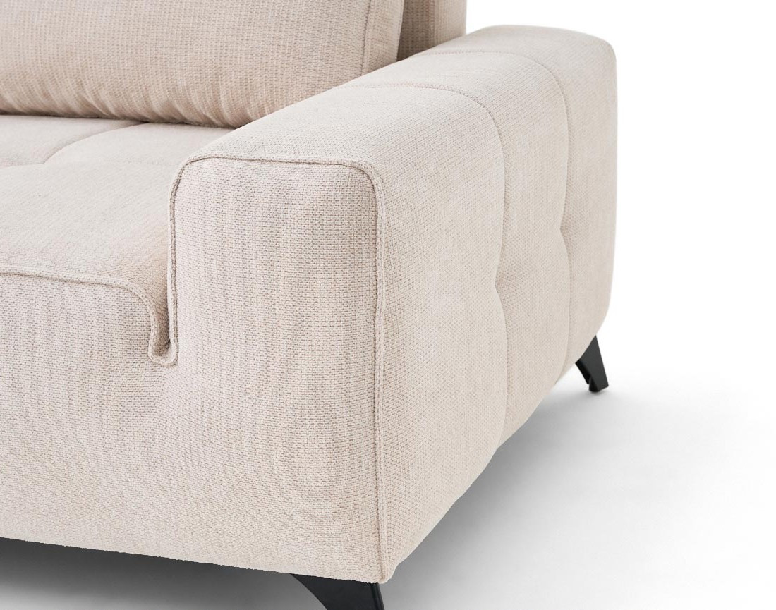 Canapé d'angle gauche 4 places convertible avec coffre en tissu texturé Rimini