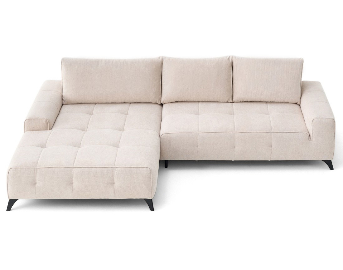 Canapé d'angle gauche 4 places convertible avec coffre en tissu texturé Rimini