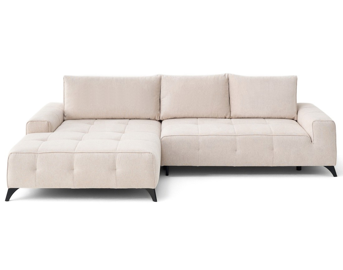 Canapé d'angle gauche 4 places convertible avec coffre en tissu texturé Rimini