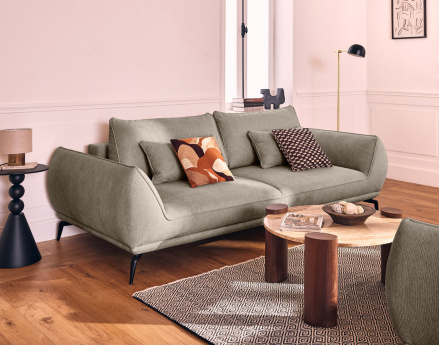 Canapé droit 3 places convertible en tissu texturé Arica