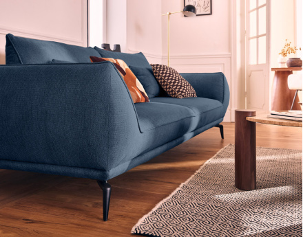 Canapé droit 3 places convertible en tissu texturé Arica