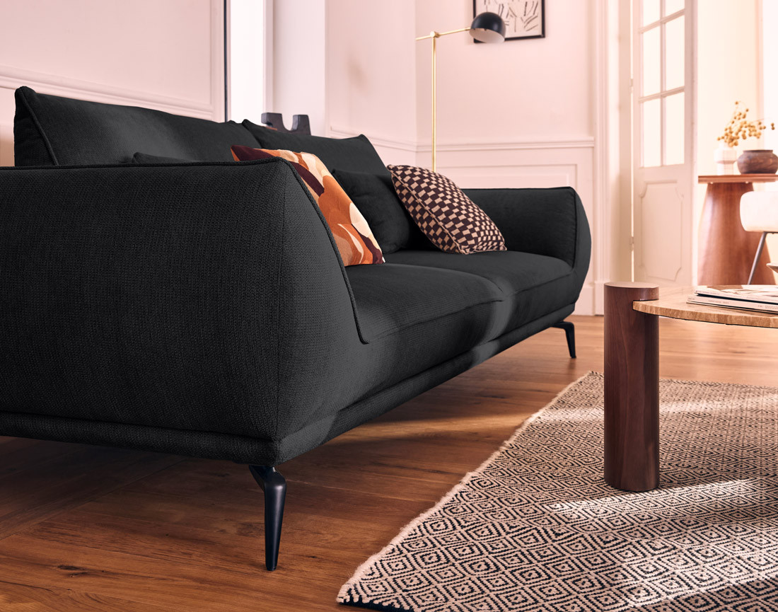 Canapé droit 3 places convertible en tissu texturé Arica