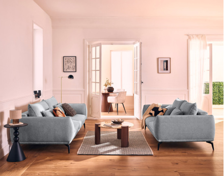 Canapé droit 2 places en tissu texturé Arica