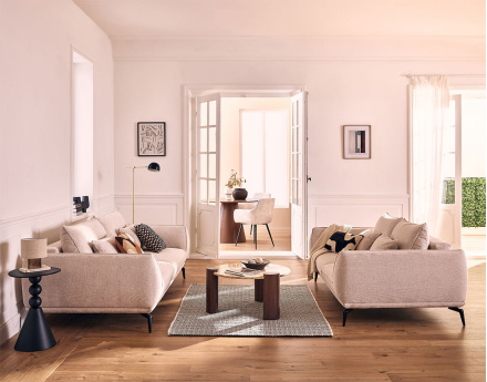 Canapé droit 2 places en tissu texturé Arica