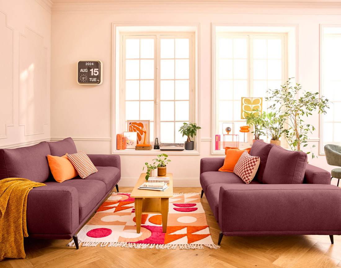 Canapé droit 2 places en tissu Vicence