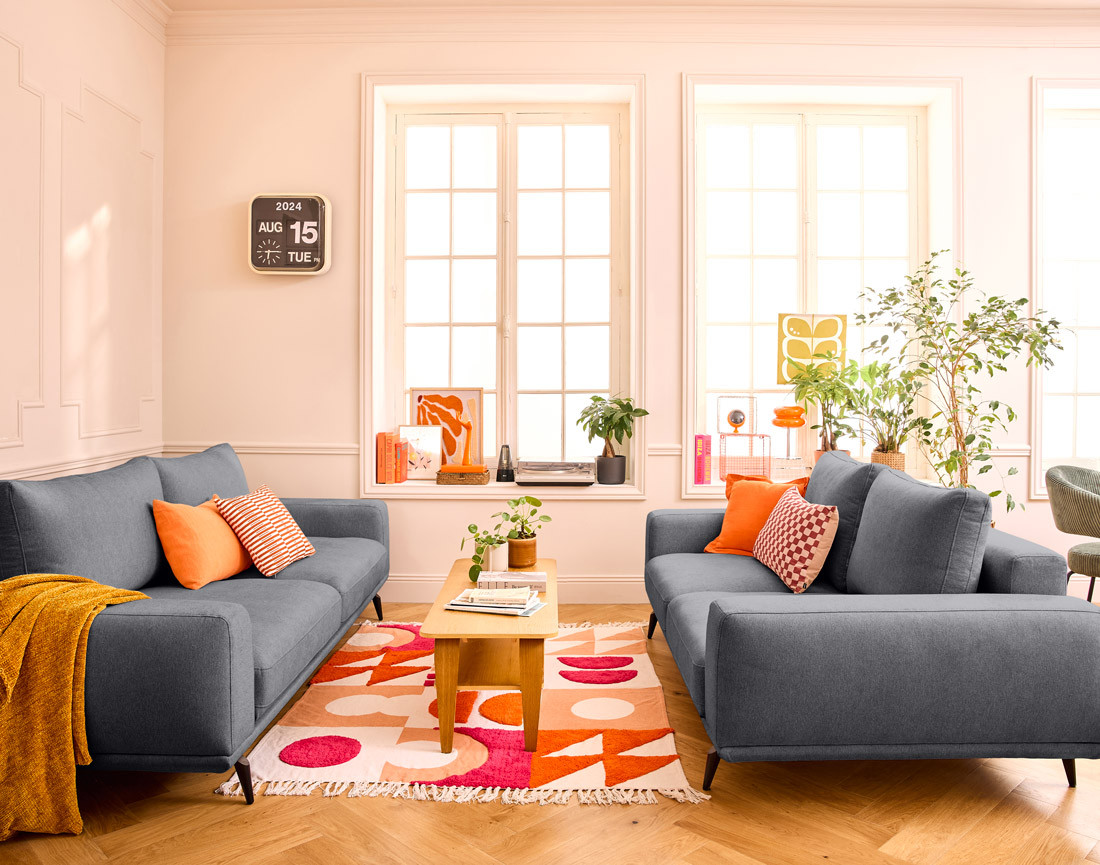 Canapé droit 2 places en tissu Vicence