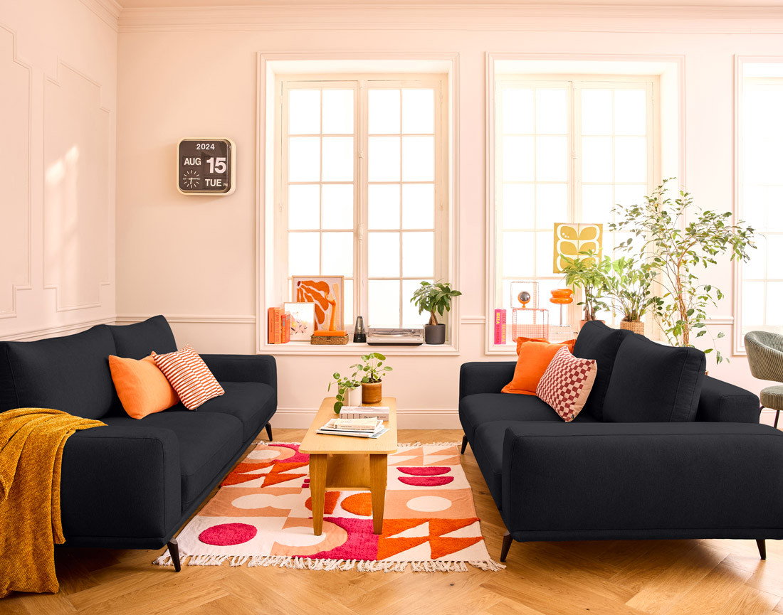 Canapé droit 2 places en tissu Vicence