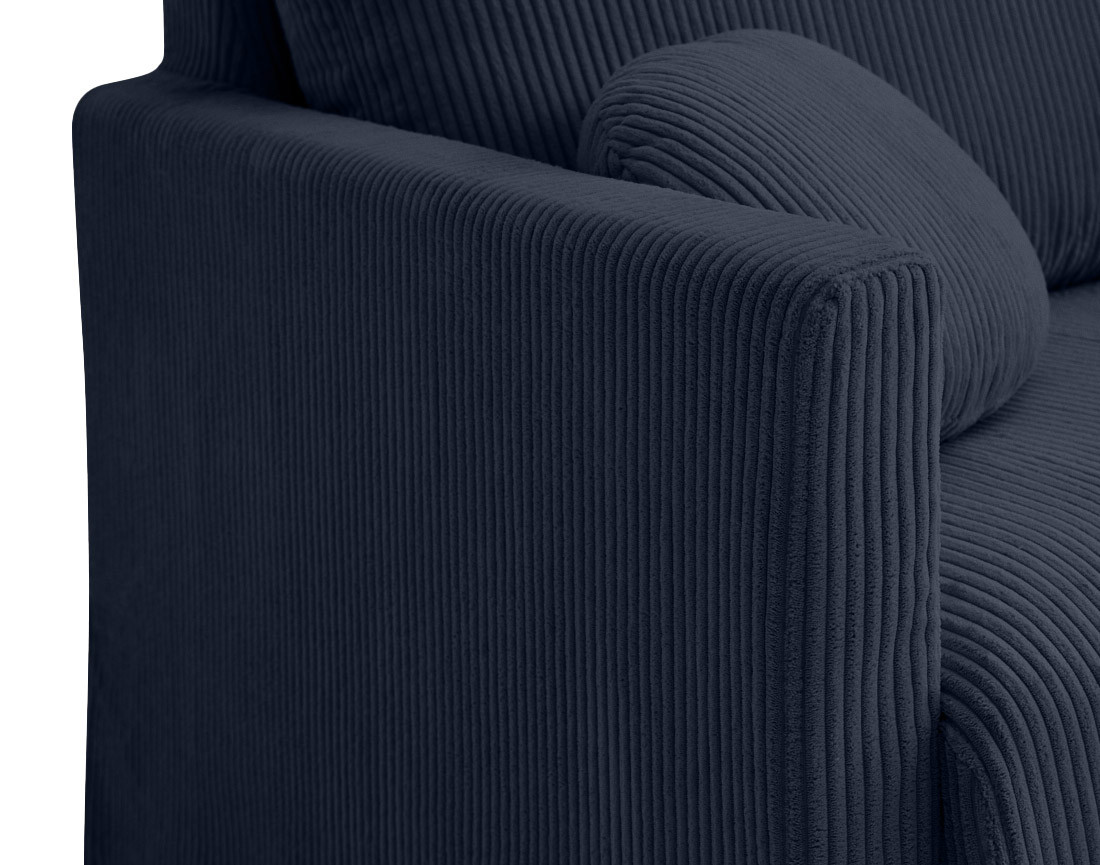 Canapé droit déhoussable 3 places en velours côtelé Serena