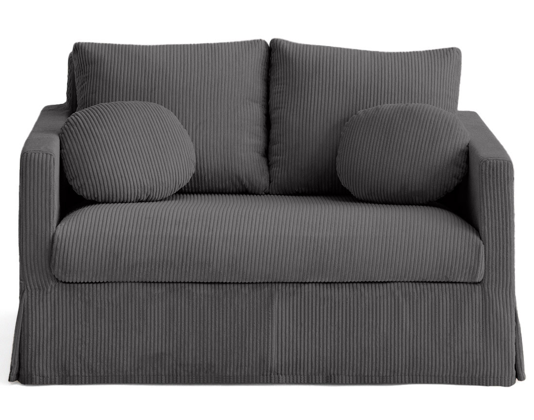 Canapé droit déhoussable 2 places en velours côtelé Serena