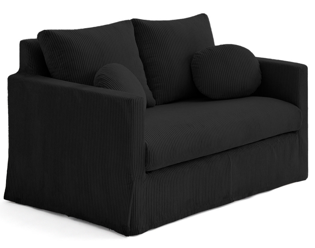 Canapé droit déhoussable 2 places en velours côtelé Serena