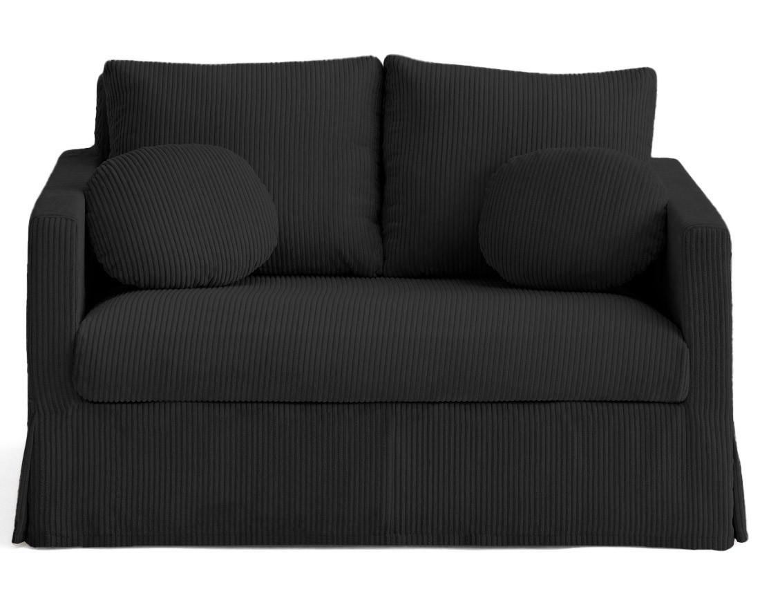 Canapé droit déhoussable 2 places en velours côtelé Serena