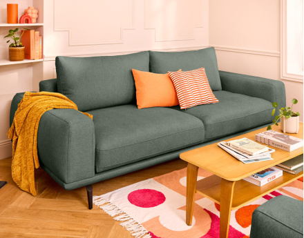 Canapé droit 3 places convertible en tissu Vicence