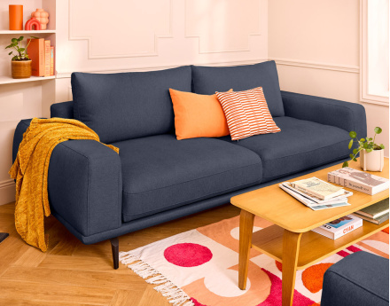 Canapé droit 3 places convertible en tissu Vicence